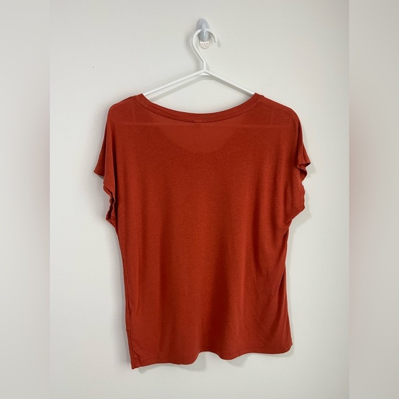 Uniqlo Orange Linen Blend T-Shirt Loose Tee - Picture 5 of 6